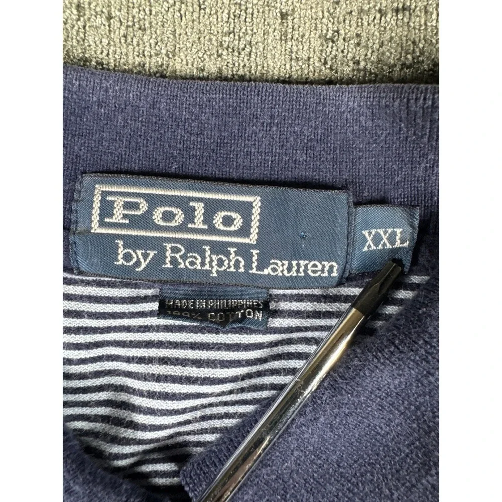 Polo Ralph Lauren Mens XXL Blue White Striped Short Sleeve Cotton Polo‎ Shirt